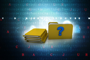 Poster - 3d rendering file folder with question symbol