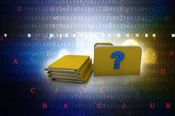 Poster - 3d rendering file folder with question symbol