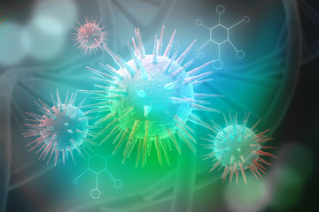 Sticker - 3d rendering Virus bacteria cells background