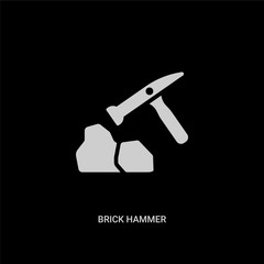 Sticker - white brick hammer vector icon on black background. modern flat brick hammer from construction tools concept vector sign symbol can be use for web, mobile and logo.