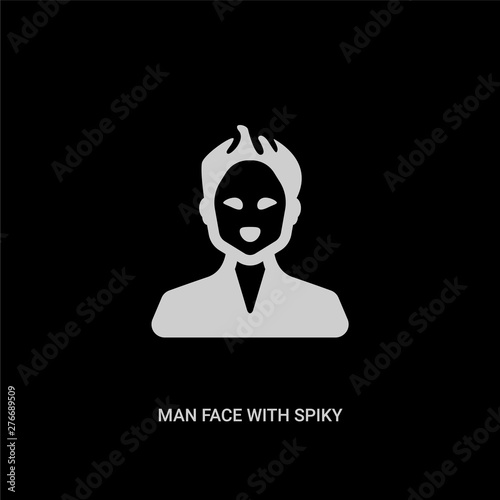 White Man Face With Spiky Hair Vector Icon On Black Background
