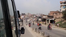 Heavy Traffic As Viewed From A Tourist Bus In Kathmandu, Nepal.
