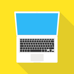 Poster - Laptop in flat style. Computer symbol. Vector illustration.