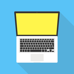 Poster - Laptop in flat style. Computer symbol. Vector illustration.