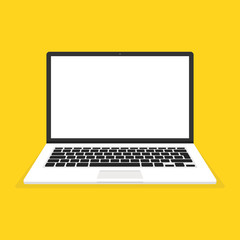 Poster - Laptop in flat style. Computer symbol. Vector illustration.