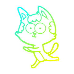 cold gradient line drawing happy cartoon cat