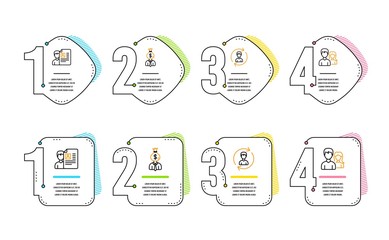 Poster - manager, job interview and human resources icons simple set. couple sign. work profit, cv file, upda