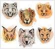 Set of hand drawn sketch style portraits of animals isolated on white background. Vector illustration.