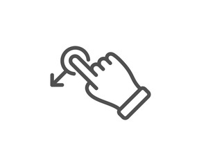 Poster - Drag drop gesture line icon. Slide arrow sign. Swipe action symbol. Quality design element. Linear style drag drop icon. Editable stroke. Vector