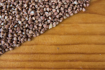 Buckwheat Seeds on a wooden board