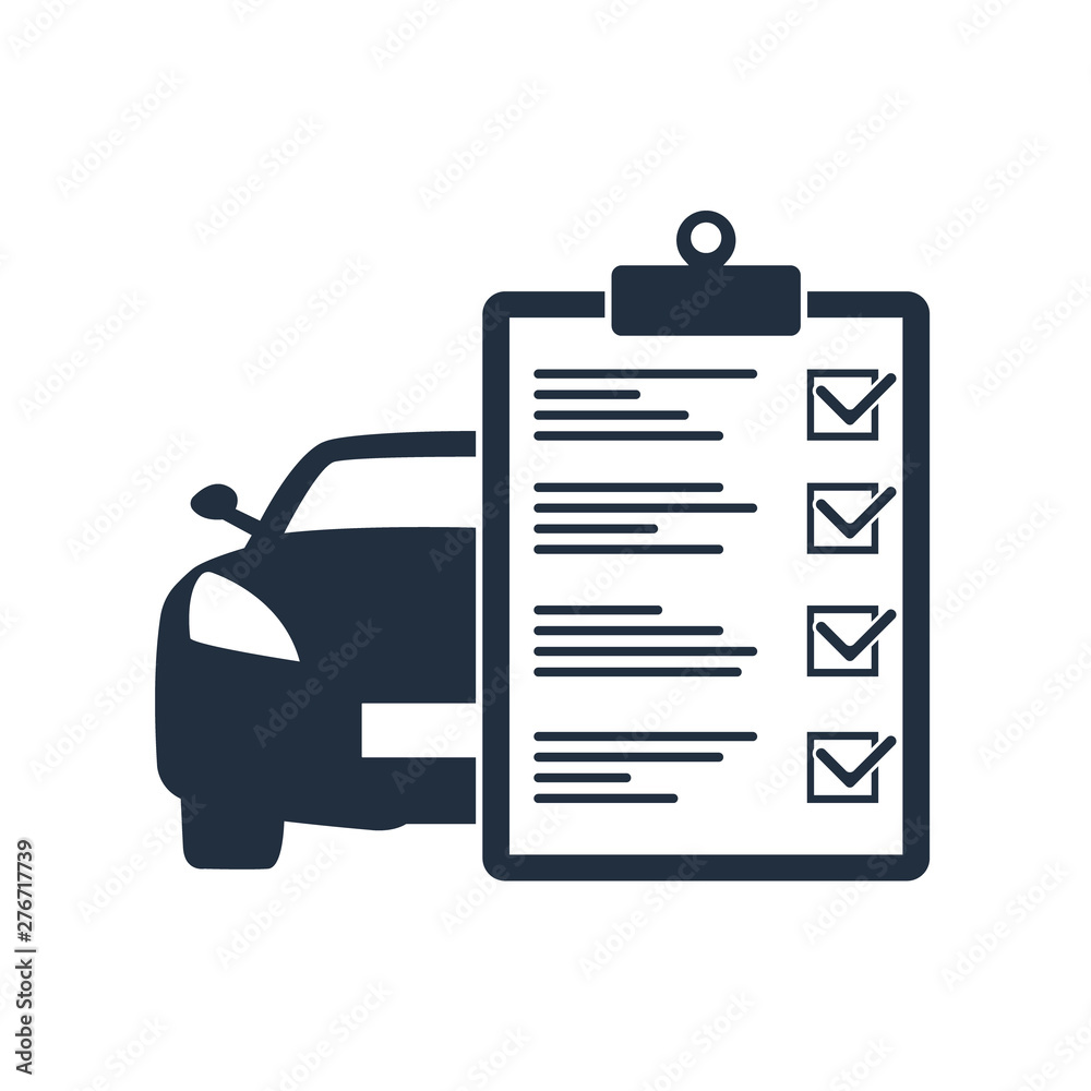 Car maintenance list icon. Car with check list. Stock Vector | Adobe Stock