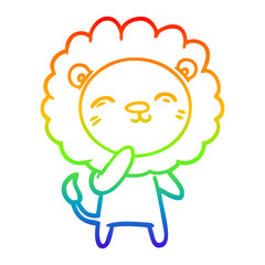 rainbow gradient line drawing cartoon lion