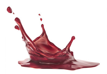 Splash of cherry juice isolated on a white background. 3d illustration