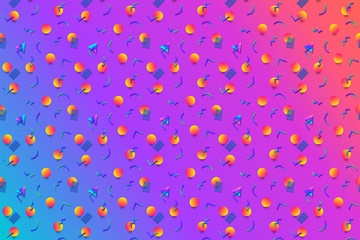 Poster - Abstract background with 80s memphis geometics style pattern and vibrant psychedelic colors