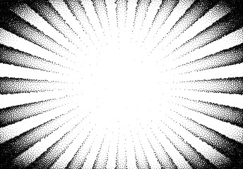 Wall Mural - Abstract sun rays with dotwork retro or tattoo style