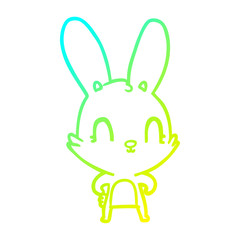 cold gradient line drawing cute cartoon rabbit