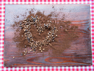 Wall Mural - Coffee beans and coffee cups decoration