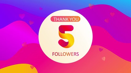 Wall Mural - Animation of the growth the number of followers of insta blogger.High resolution video of thanks for the new and old subscribers on wavy background with thumb up,hearts,likes.Grats in Social Networks.