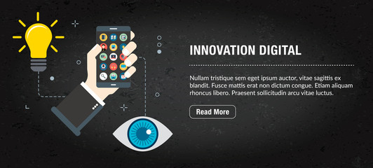 Wall Mural - web banner, business digitaal marketing with icons in vector.