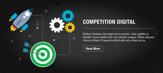 Wall Mural - web banner, business digitaal marketing with icons in vector.