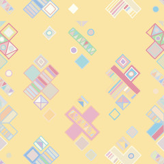 Wall Mural - Seamless vector pattern. geometrical background with hand drawn decorative tribal elements. Print with ethnic, folk, traditional motifs. Graphic geometric illustration for wrapping, wallpaper, fabric