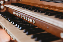 Close Up View Of A Church Pipe Organ