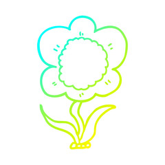 cold gradient line drawing cartoon flower