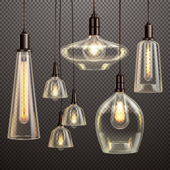 Wall Mural - Light Bulbs Realistic Transparent