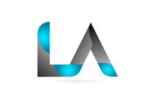 Blue Black Alphabet Letter LA L A Combination Logo Icon Design
