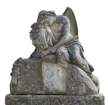 Old Cemetery Statue Of Angel On White Background