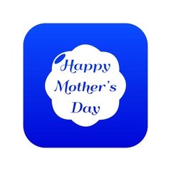 Sticker - Happy mother icon blue vector isolated on white background