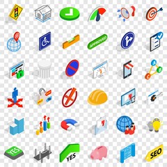 Poster - Button yes icons set. Isometric style of 36 button yes vector icons for web for any design