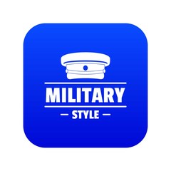 Poster - Military hat icon blue vector isolated on white background