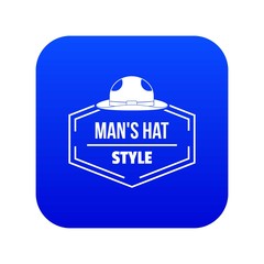 Poster - Man hat icon blue vector isolated on white background