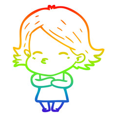 rainbow gradient line drawing cartoon woman