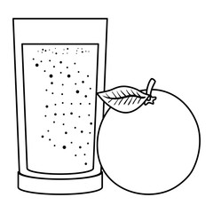 Poster - orange juice fruit with glass