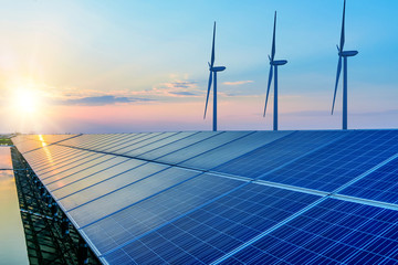 solar panels and wind power generation equipment