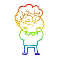 rainbow gradient line drawing cartoon happy man