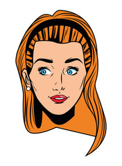 Wall Mural - young woman face avatar cartoon