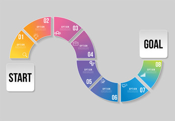 Poster - Vector Infographic Design Template with Options Steps and Marketing Icons. Business Data Visualization can be used for info graph, presentations, process, diagrams, annual reports, workflow layout