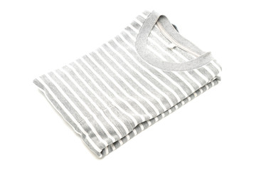 Wall Mural - folded striped t-shirt on white background