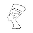 Cleopatra or Nefertiti. Egyptian queen isolated on white background. Line style.