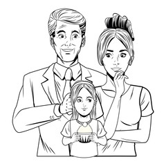 Wall Mural - family avatar with gift box