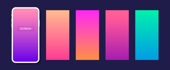 Screens gradient set background for mobile phones and mobile app, ui, design theme