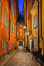Picturesque Alley In Gamla Stan, The "old Town" Of Stockholm, Sweden