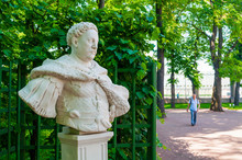 Summer Garden, St Petersburg, Russia. The Sculpture Of Jan Sobieski, Polish King In The Summer Garden
