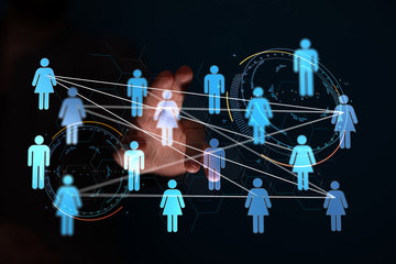 diverse business team succes, network icons