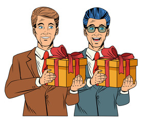 men avatar with gift box