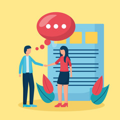 Wall Mural - flat design people business handshake