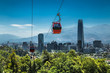 Cable car in San Cristobal hill overlooking on Santiago, Chile.